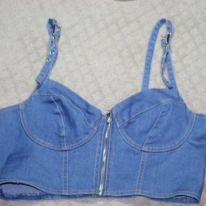 Say What Size XL Denim Crop Tank
